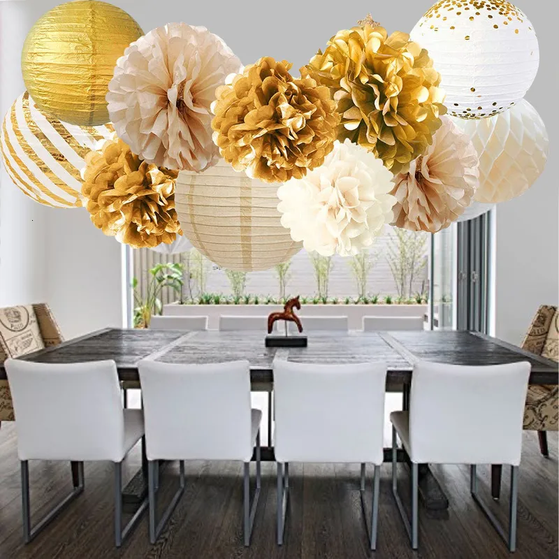 Other Event Party Supplies Gold Set Round Lantern Chinese Lantern