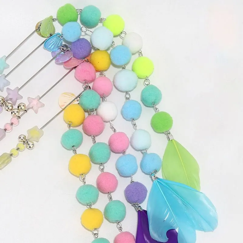Cat Feather Toys Cat Wand Toy Accessories for Cat Teaser with Bell for Indoor Histn Play Toys