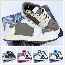 Kid Shoes 1S Low Basketball Trainers Black White Toddler Green Game Royal Obsidian  Bred Athletic Sneakers Multi-Color Tie-Dye Outdoor Eur 26-35