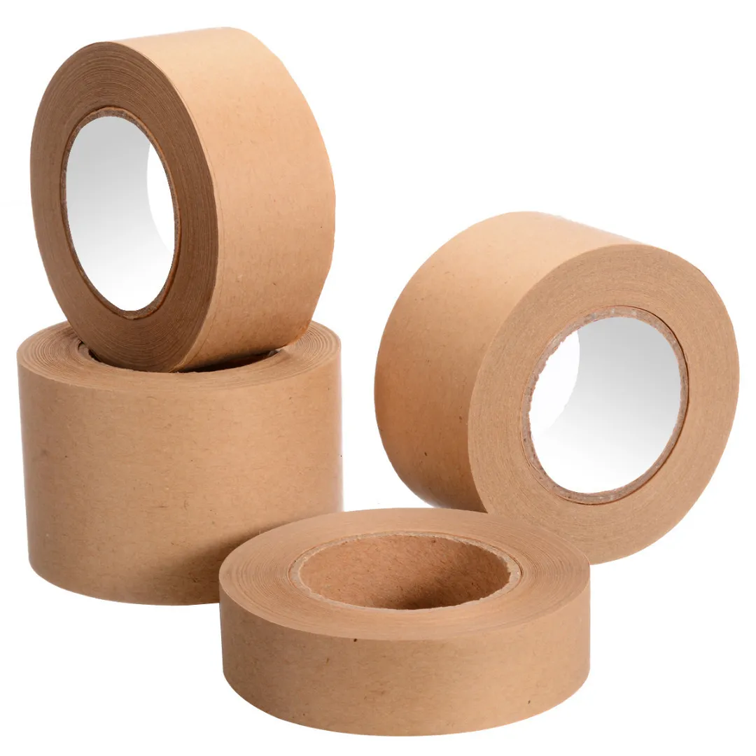 Adhesive Tapes 30m Gummed Kraft Paper Tape Sealed Water Activated Carton Bundled Adhesive 4Sizes For Packaging Art Painting 230703