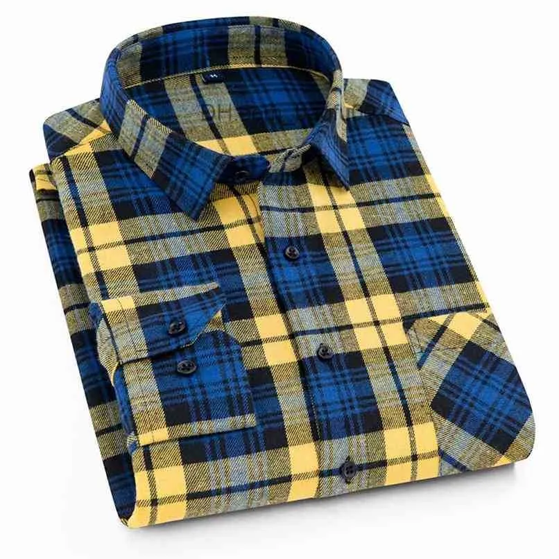 Fritidsskjortor för män Aoliwen fritidsskjortor för män blek skjorta flanell bomull höst vår långärmade sociala modeskjortor för män slim fit behagligt material Z230705