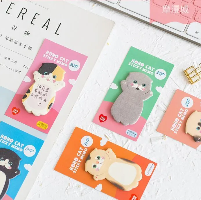 Notes 40 pcs/lot Cute Animal Cat Memo Pad Cartoon N Times Sticky Notes Stationery sticker Notebook School Supplies Bookmark Label 230703