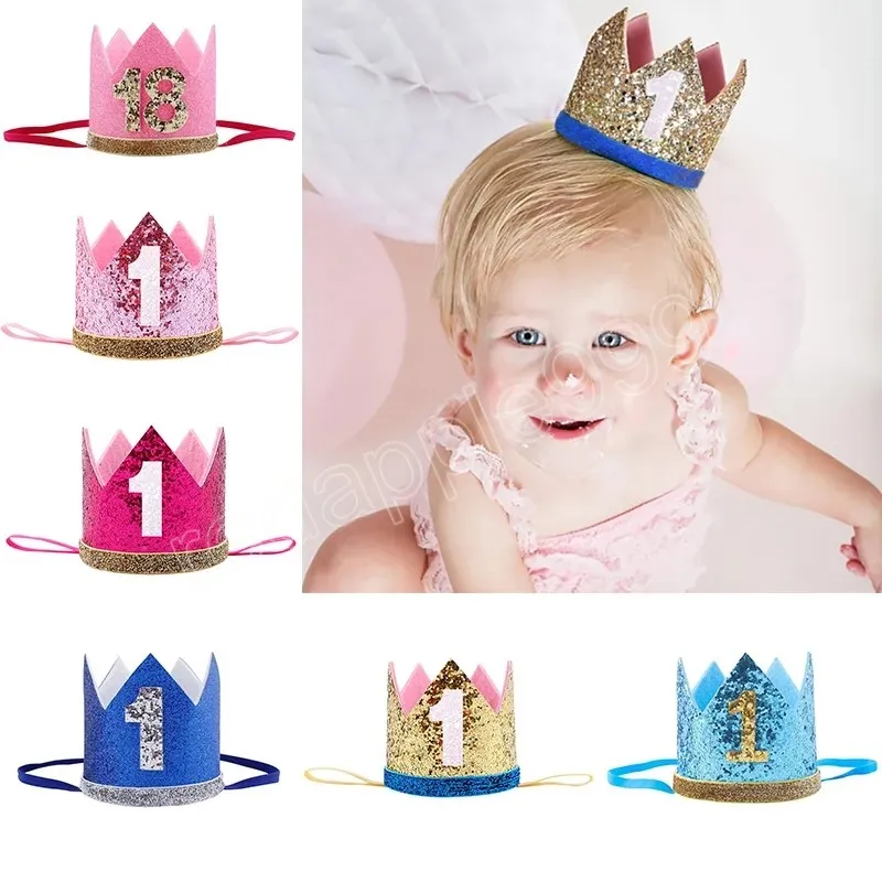 Fascia per bambina per la prima festa di compleanno Decor Cap Crown Fascia per capelli per bambini Fascia per capelli Cappelli da principessa Accessori per capelli