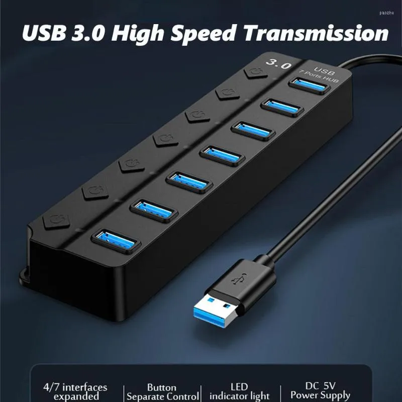 3.0 High Speed Hub Multifunction 7-port 7-in-1 Expansion For PC Laptop Keyboard Multi Interface With Switch