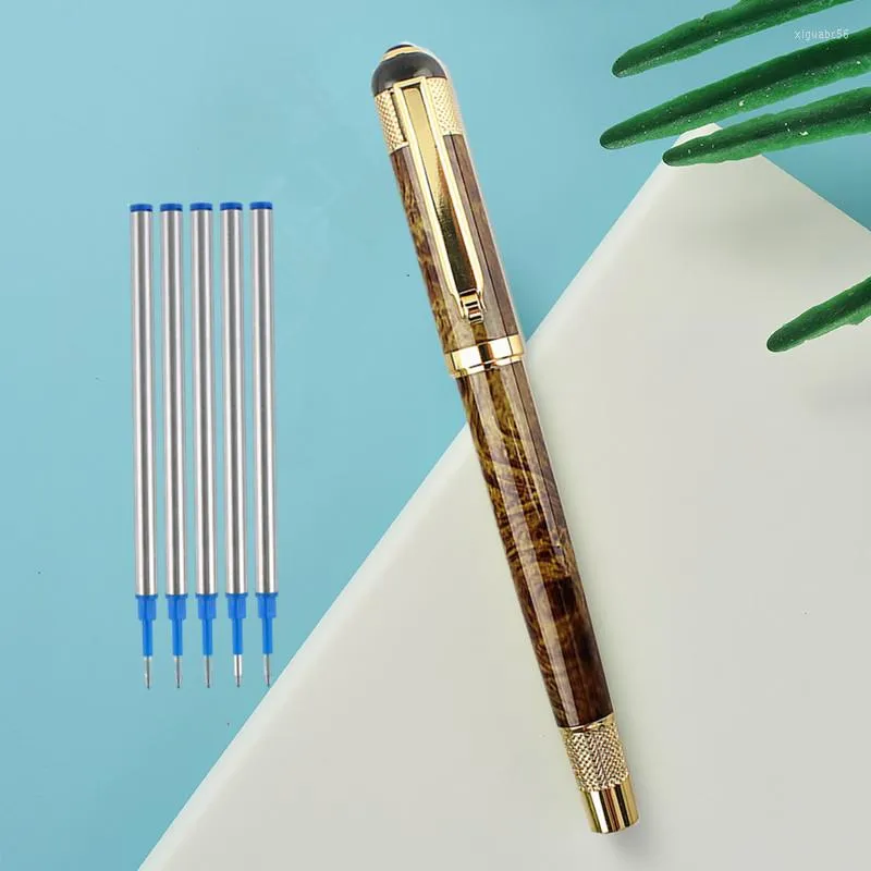 Luxury Gold Clip 0.5mm Rollerball Pen Medium Point Black Ink Metal Gift Ballpoint Pens Office Supplies