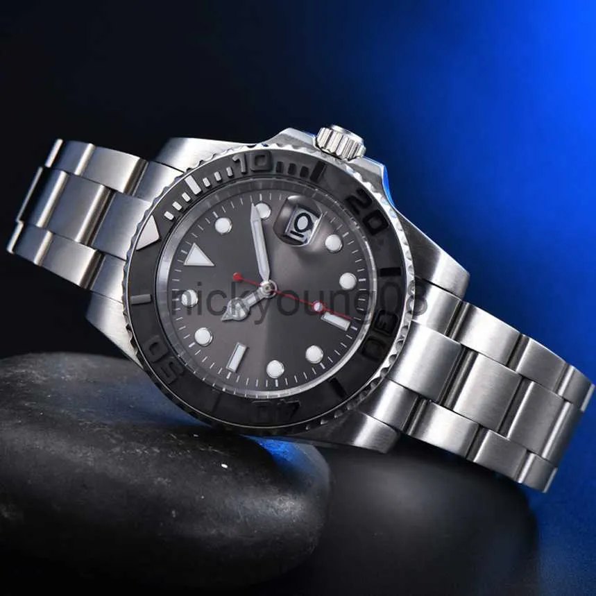 Wristwatches Yacht type aseptic gray surface men's automatic mechanical stainless steel color black ceramic ring 0703