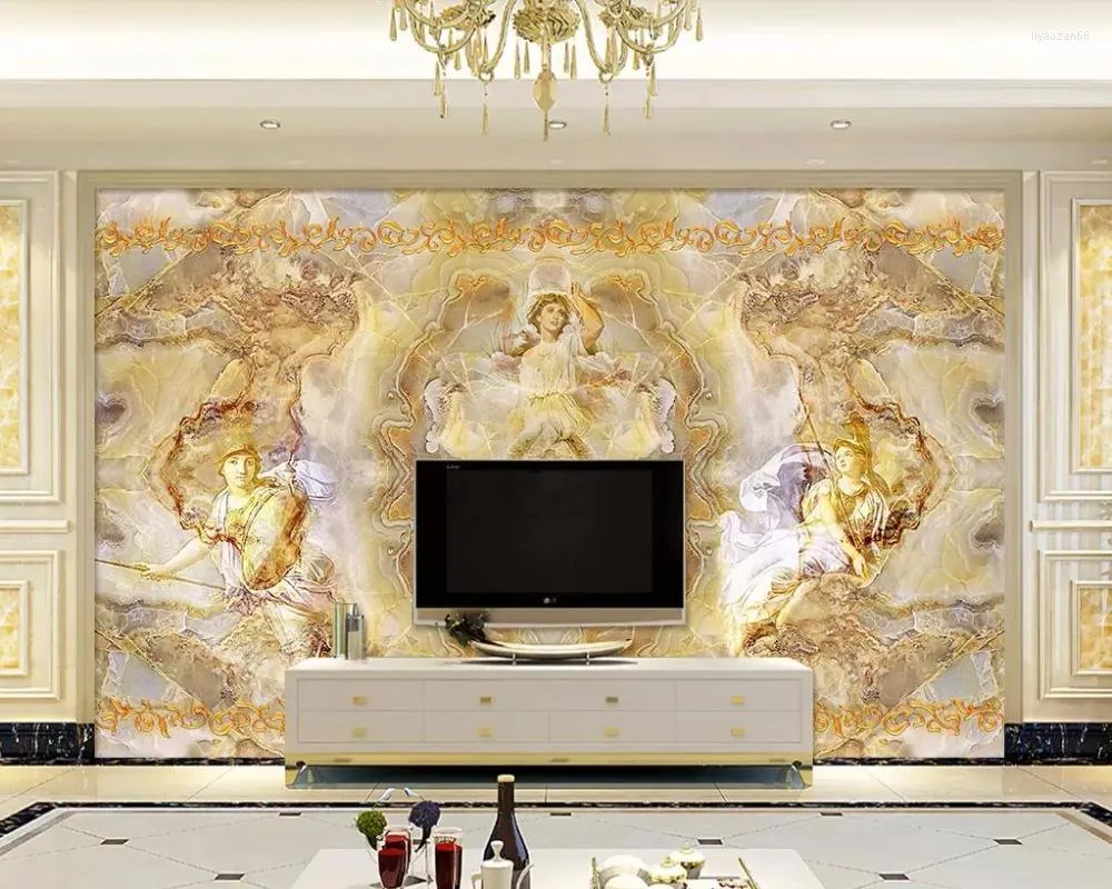 Wallpapers European 3D Wallpaper Printing Pattern Marble For Walls Goddess Luxury Living Room Bedroom Mural