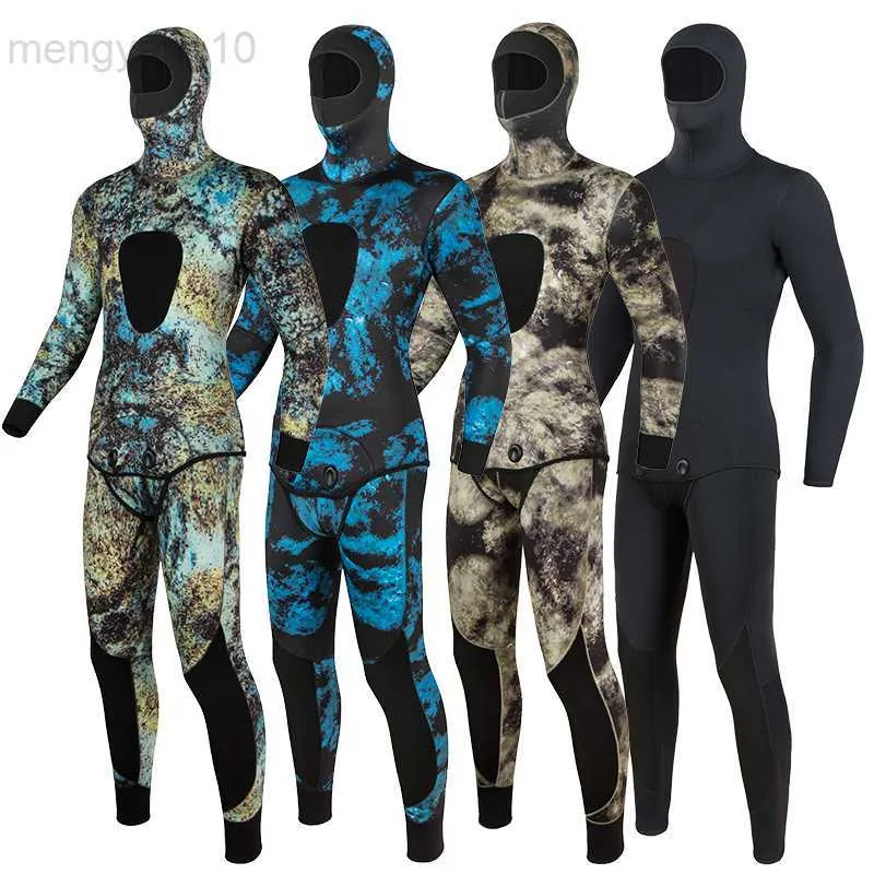 Wetsuits Drysuits Mens Camouflage Wetsuit Long Sleeve Fission Hooded Of