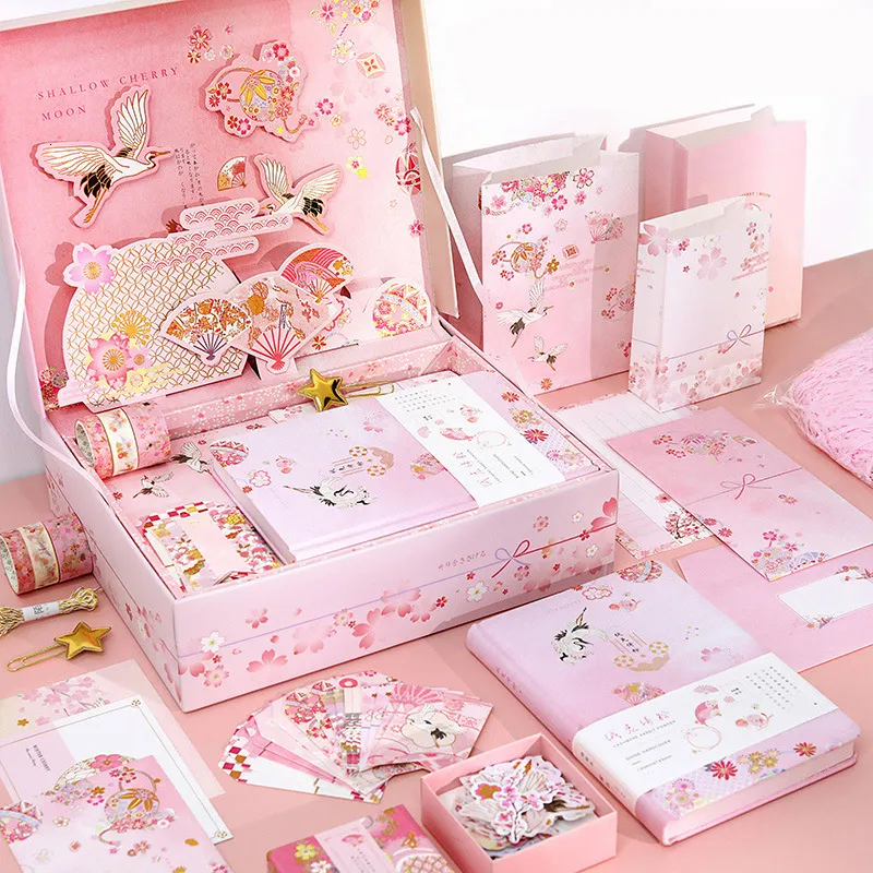 Wholesale Kawaii Sakura Notebook Stationery Gift Set With