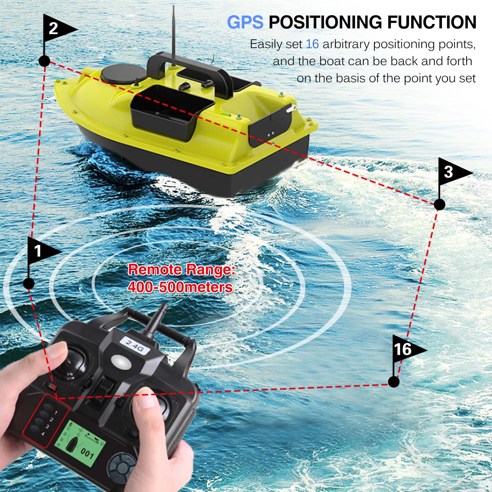 Fisketillbehör D18E GPS betesbåt med 3 behållare Automatisk 500M fjärravstånd 10000mAh matare Fishfinder 230704