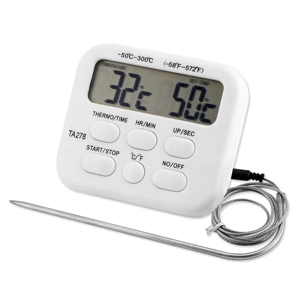 Meters Digitale Keukenthermometer Roestvrijstalen Sonde Vlees Bbq Voedseltemperatuur Barbecue Kookgerei Alarm Ta278