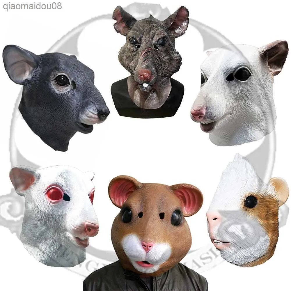 Realistic Mouse Mask Halloween Animal Rat Cosplay Full Face Latex Masks Zoo Party Fancy Dress Costume Props for Adults L230704