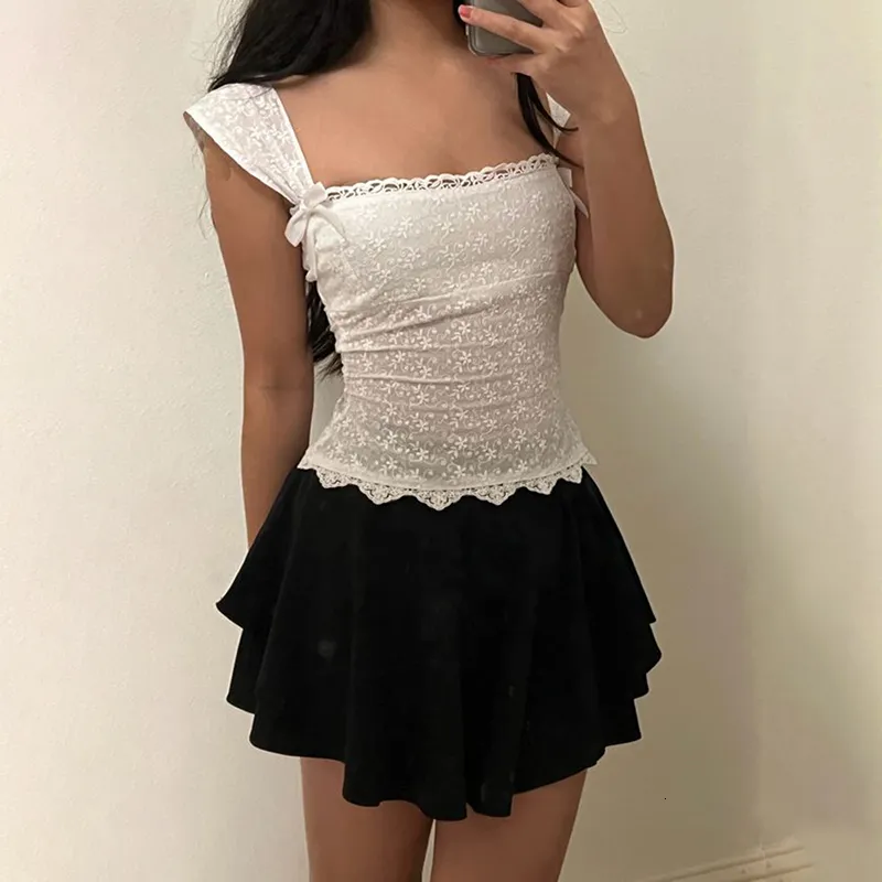 cute white lace crop tops