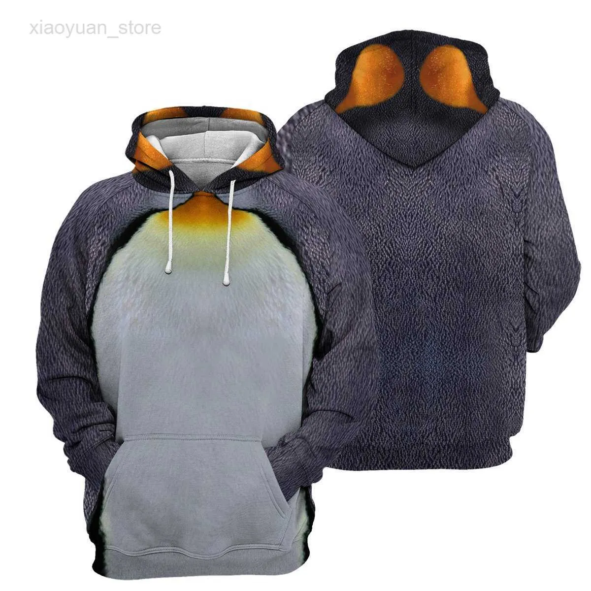 Men's Hoodies Skin Penguin men's Hoodie Casual Cosplay Animal Spring Unisex Zip Hooded Pullover Funny Women's Sweatshirt HKD230704