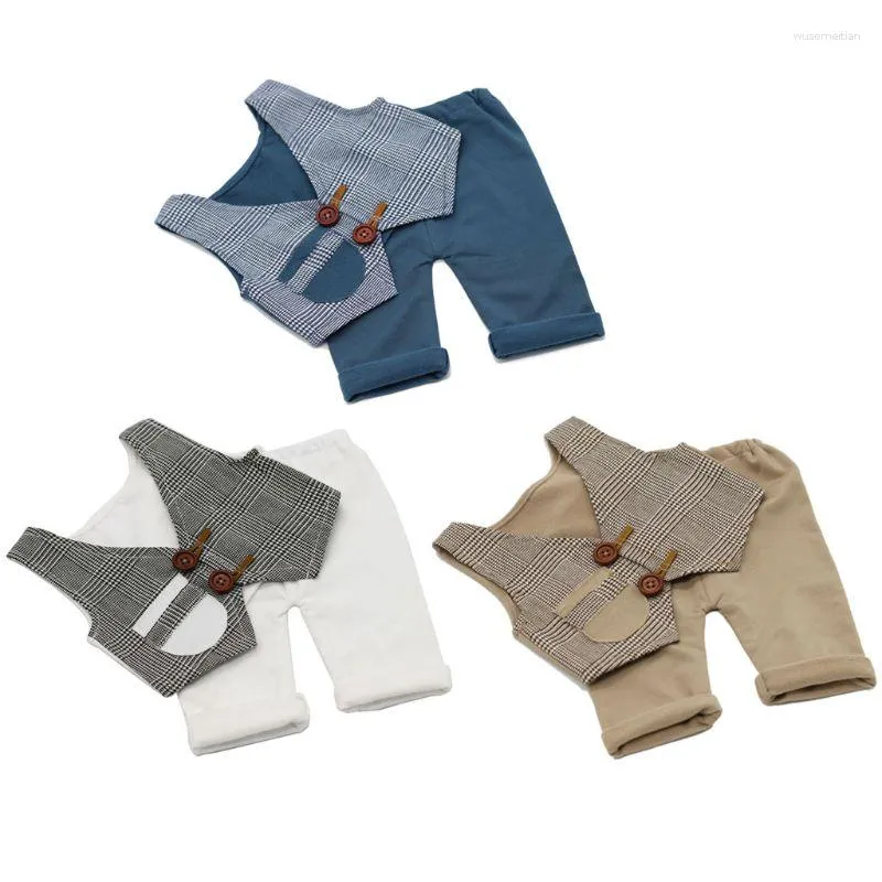 Ensembles de vêtements bébé garçon Pography Born Props Little Gentleman Plaid Vest Shorts