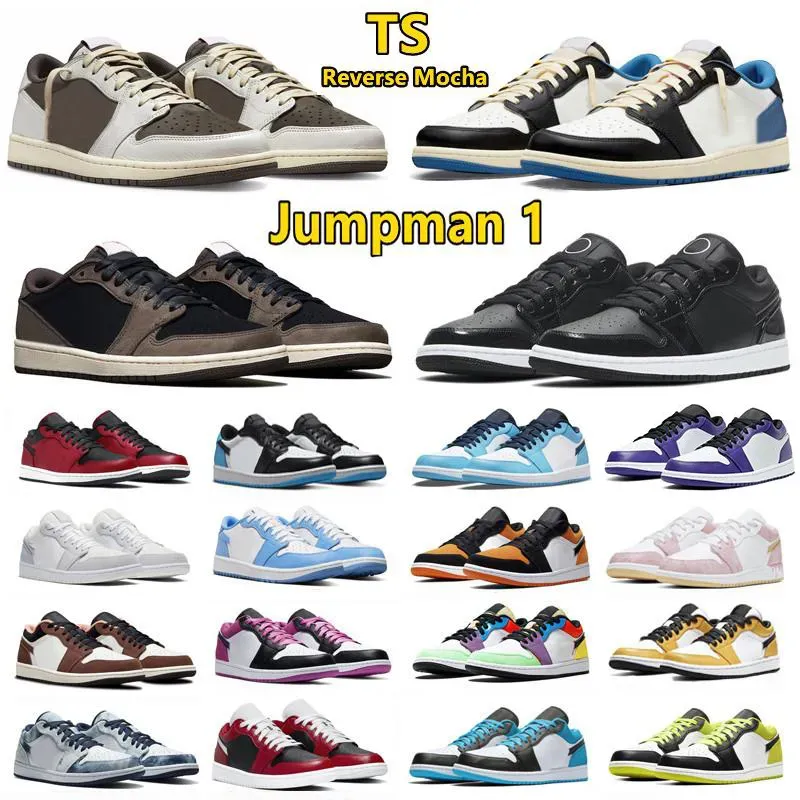 Jumpman 1 Låg Herr Dam Löparskor för basket 1S Triple White Fragment Shadow designer University Blue UNC Black Bred Toe Light Smoky Grey sport sneakers 36-45 EUR