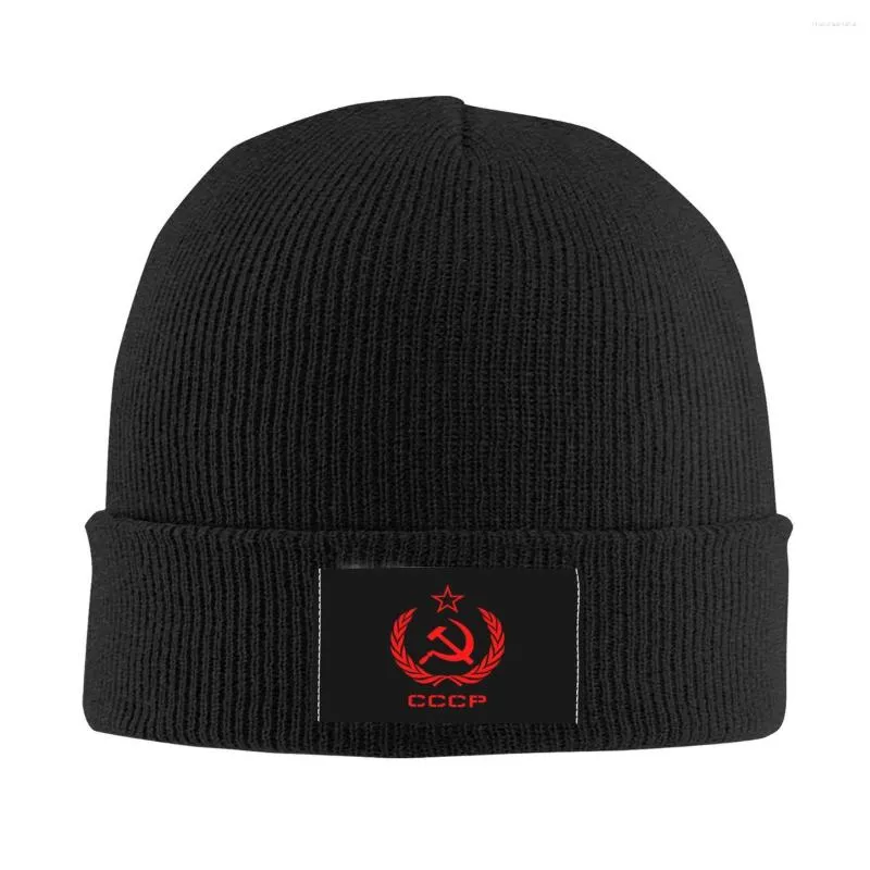 Berets Russian USSR Soviet Union Hammer And Sickle CCCP Communist Skullies Beanies Caps Winter Warm Knit Hat Adult Bonnet Hats Ski Cap