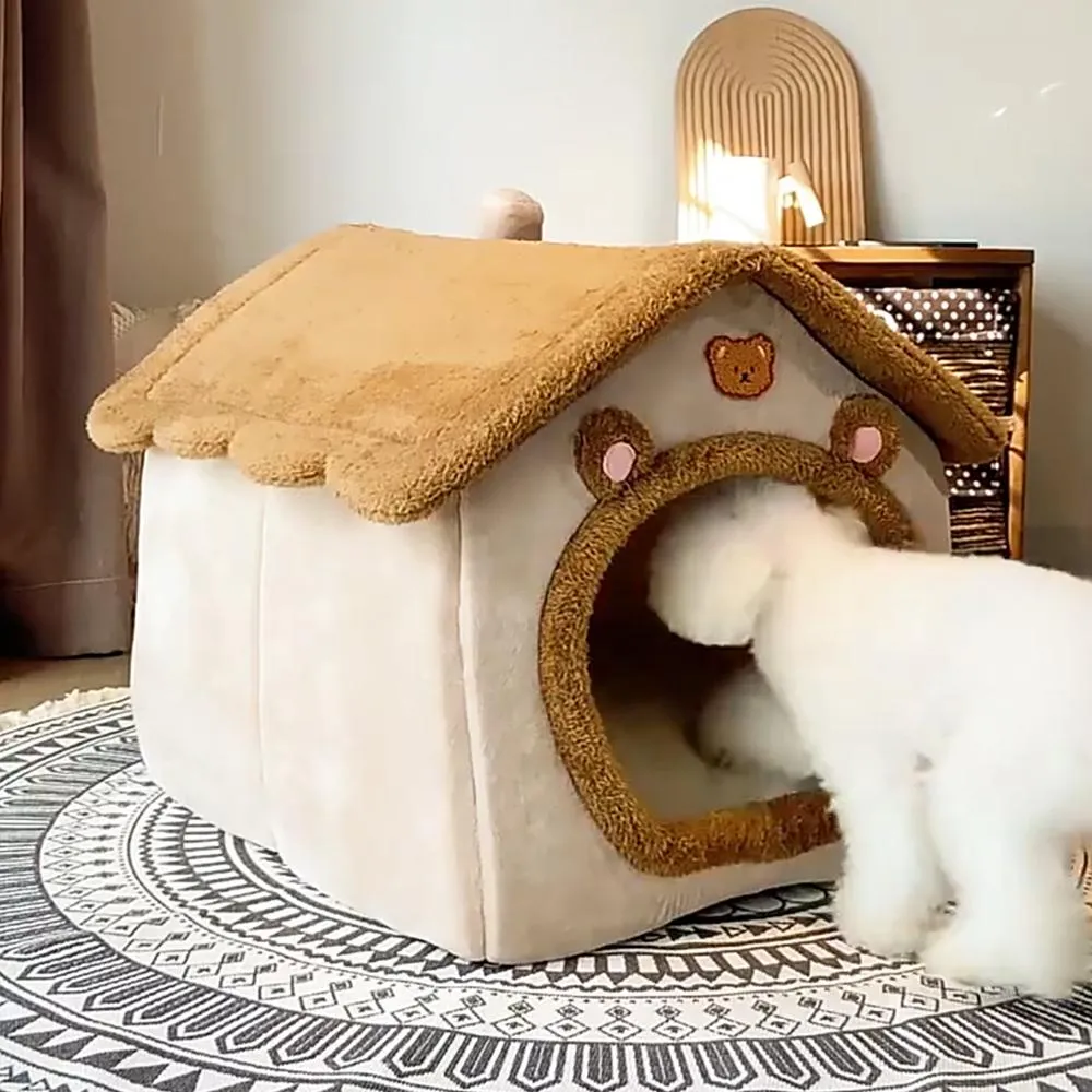 家具新しい猫犬小屋の家4シーズンズゼネラルウォームペットベッドスモールドッグテディキャットデタッチ可能な犬小屋猫ケンネルベッドペット用品