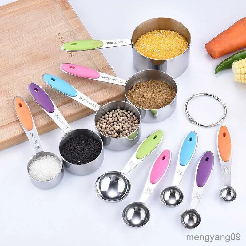 Measuring Tools 5/10Pcs Stainless Handle Measuring Spoons Teaspoon Sugar Scoop Cake Baking Flour Measuring Cups Kitchen Measuring Tools R230704