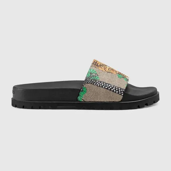 2022 Platform Designer Rubber Slides Sandal Floral brocade Fashion Mens Gear bottoms Flip Flops Slippers Striped Womens Sandals Designers Loafers sliede