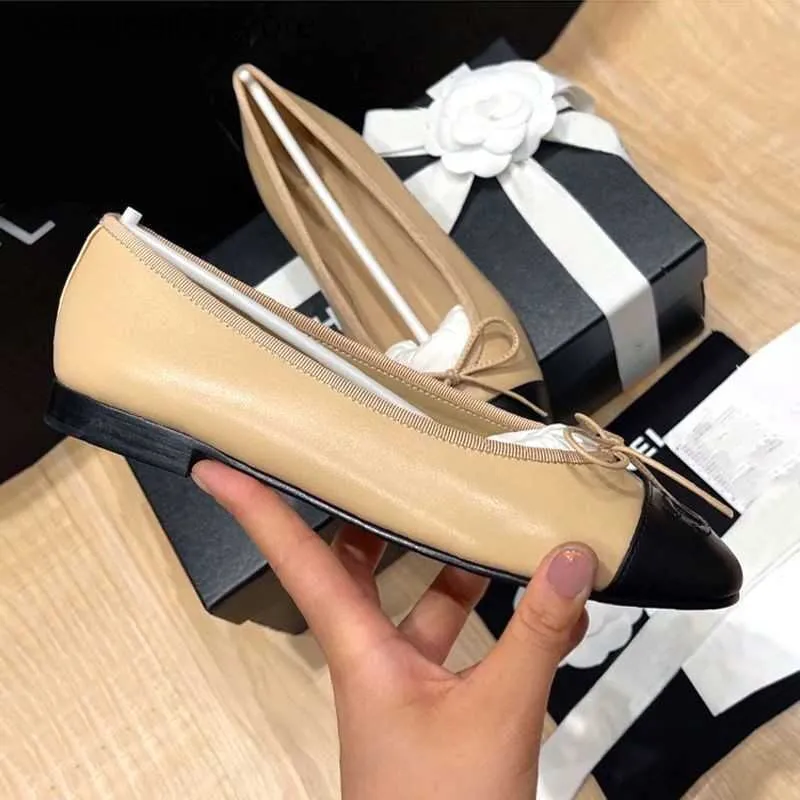 Dress Designers Luxury Ballet Flats Casual Beach Fashion Woman Loafers Summer Genuine Bowknot Round Toe Nude Black Leather Shoes 35-42 T230704