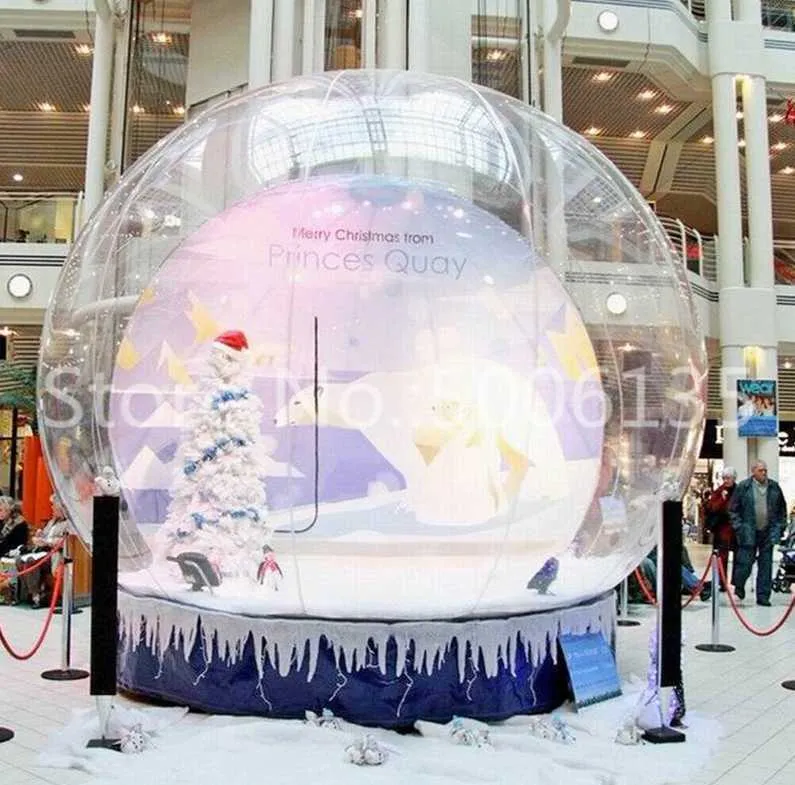 Christamas Inflable Snow Globe 3M Dia Hermosa Globe de Burbujas Inflables para Photo Booth de publicidad al aire libre Clear