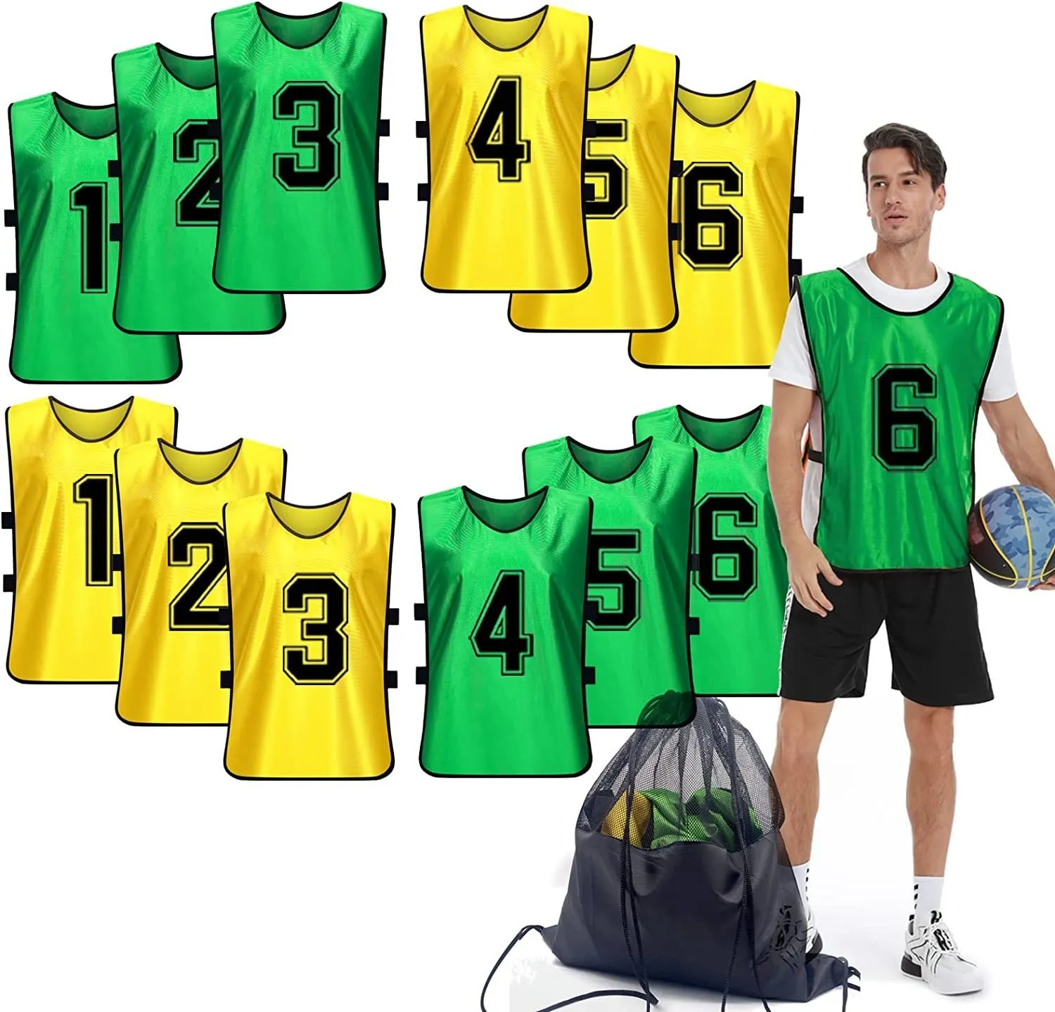 Balls Sports Pinnies-Numbered Practice Vest Pennies for Soccer Basketball Jersey Bibs -Set of 12/Youth Adults Team 230703