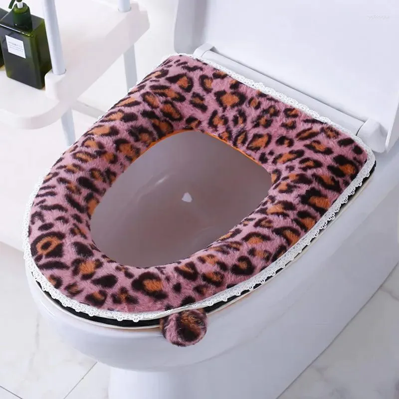 Toilet Seat Covers Autumn Winter Imitation Velvet Cushion Thickened Cover Zipper Type With Handles