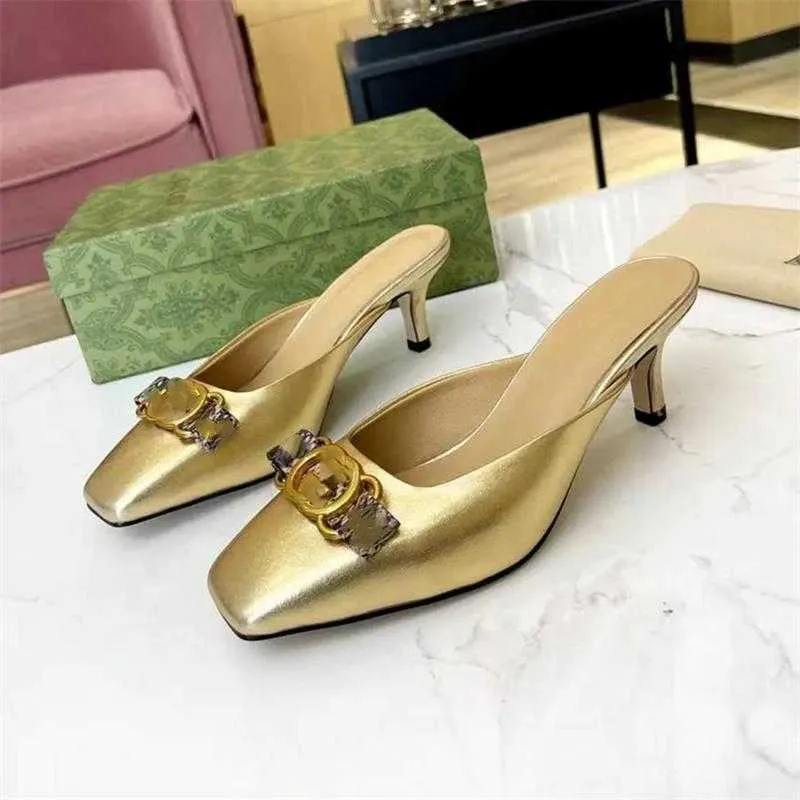 Designer 2023 Fashion Women's Earth High Heel Positive Shoes Nude Positive Shoes Middle High Heel