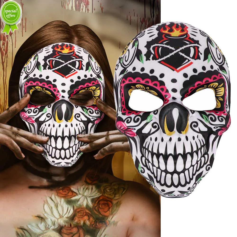 Mexican Day of the Dead Skull Mask Cosplay Halloween Skeletons Print Masks Dress Up Purim Party Costume Prop