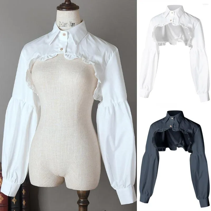 Muszki damskie jednolita, wzburzona odpinana bluzka z fałszywym kołnierzykiem półkoszula akcesoria odzieżowe dekoracja do sukni sweterkowej