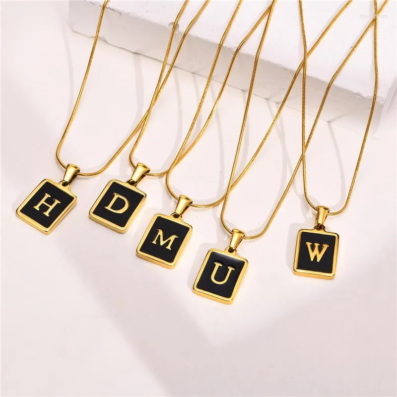 Pendentif Colliers Mode 26 Lettre Or Couleur En Acier Inoxydable Collier Pour Hommes Femmes Charme Acrylique Initial Choker Bijoux Collier