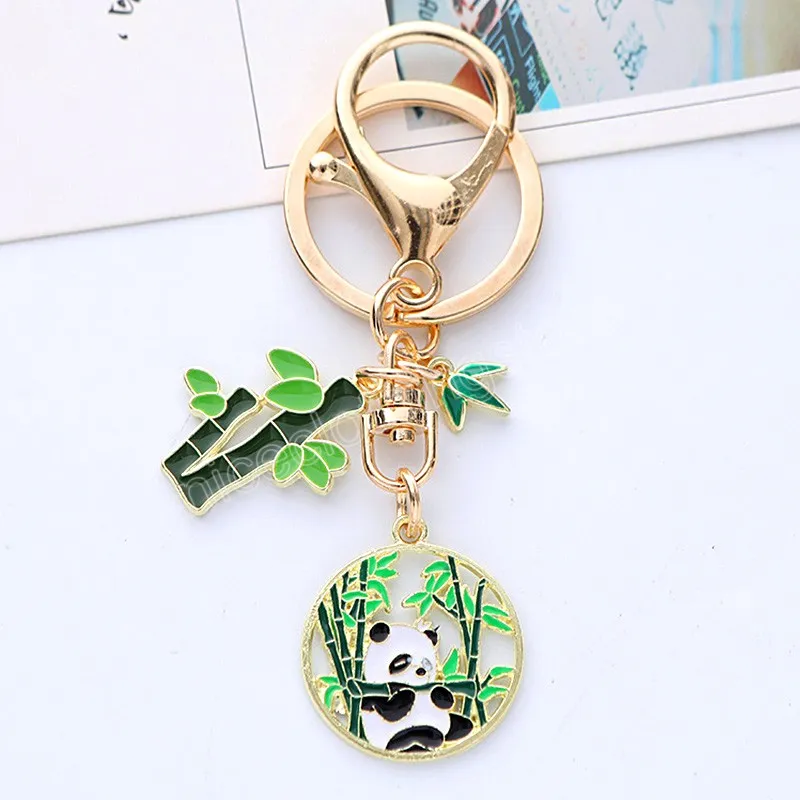 Creative Cartoon Panda Bambou Feuille De Voiture Porte-clés Mignon En Métal Animal Sac À Dos Pendentif Ornements Pour Couple Enfants Cadeau