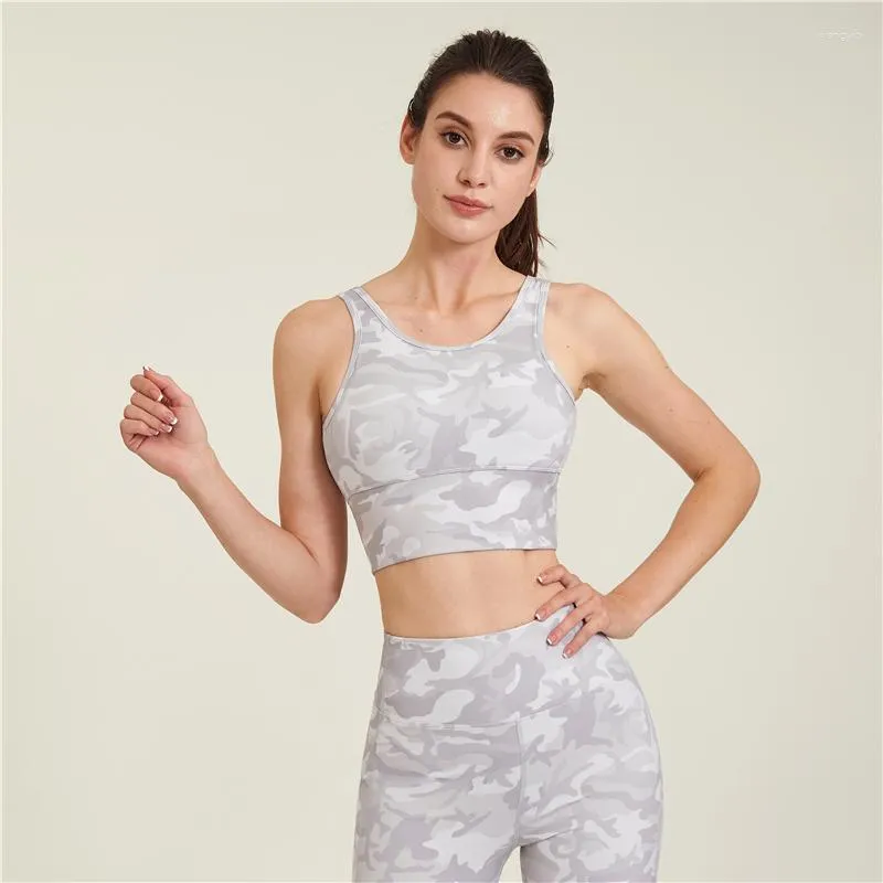 Camouflage Yoga Camo Sports Bra Push Up Crop Top For Women