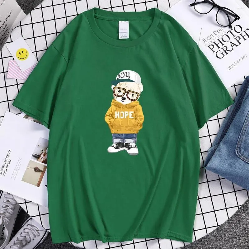 T-shirts pour hommes Hip Hop ours en peluche vêtements quotidiens impression t-shirt mâle magnifique coton hauts frais rétro marque t-shirts hommes