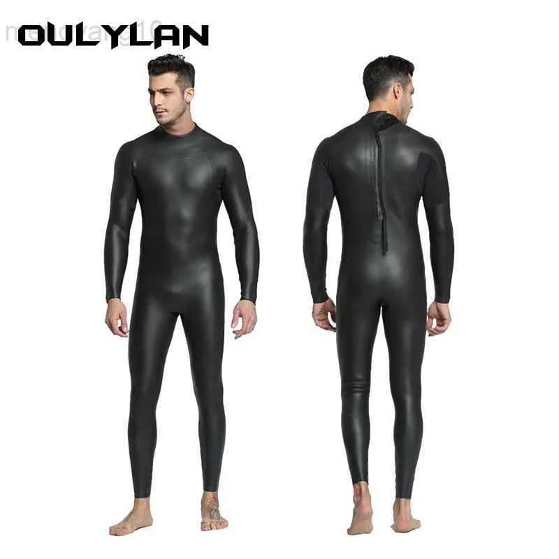 Roupas de mergulho Roupas secas Oulylan 3MM Fato de mergulho de peça única CR+ Super Elastic Triathlon Wetsuit Masculino Quente Fato de Mergulho de Couro Leve à Prova de Frio para Mulheres HKD230704