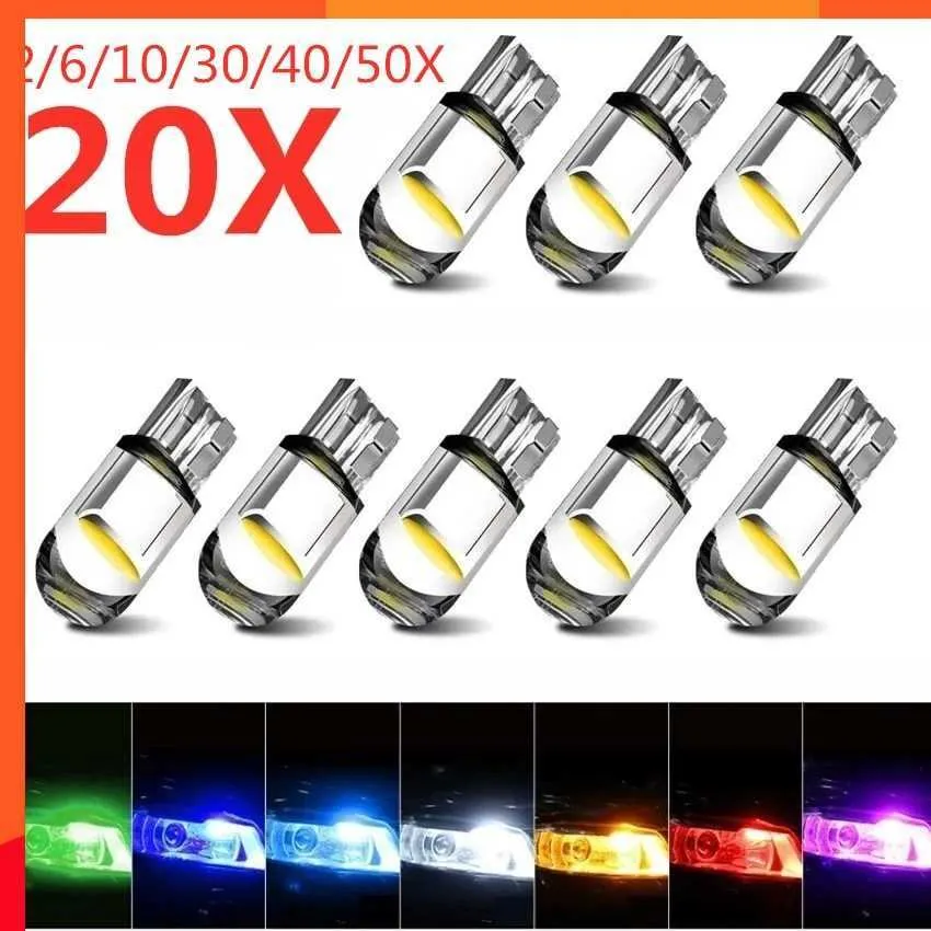 アップグレードカーLED T10 W5W CANBUS GLASS COB 6000K LEADING DOME LAMP MARKER WEDGEライセンスPlatelight Bulb 168 194 192 DC 12V White Blue Red