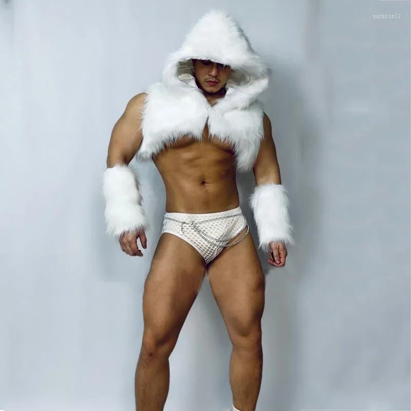 Men's Spandex Hooded Fur Vest Dance Costume Size S for Stage and Rave from  Dhgate Stage Wear - price 82.9