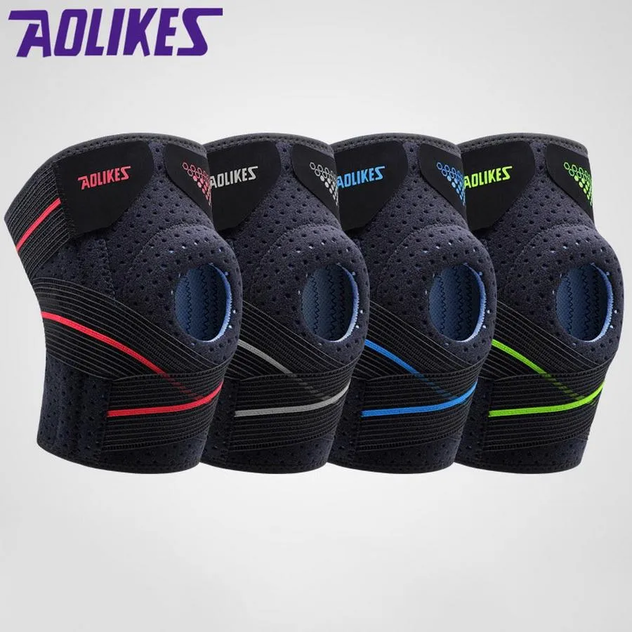 Gear 2pcs Sport Knee Pads Cycling Knee Brace Compression Orthosis Springs Support Knee Protector Gym Mtb Arthritis Work Knee Guard