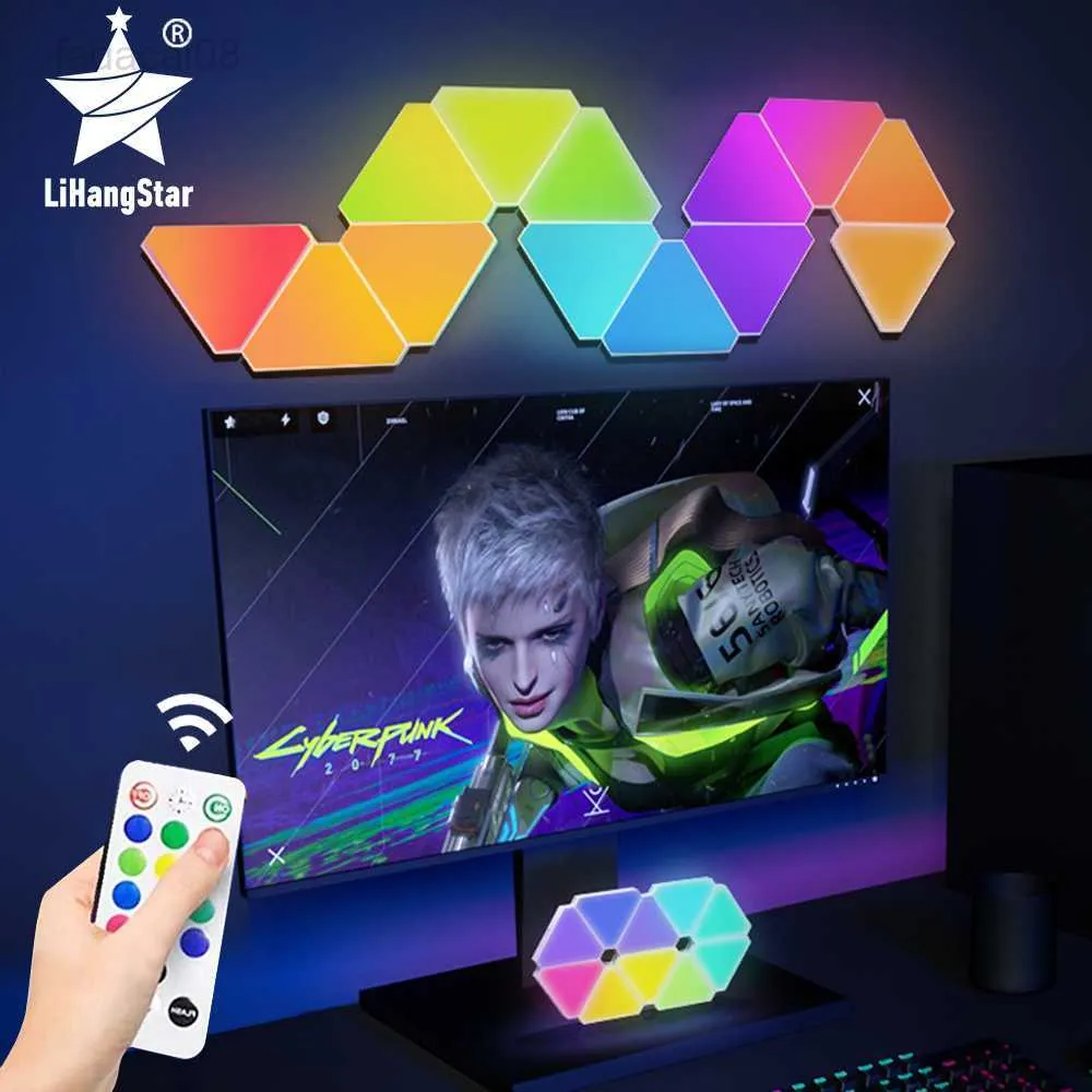 Lights LED Triangle Wall USB Touch Night RGB Ambient Remote Control Indoor Game Room Bedroom Bedside Decorative Light HKD230704