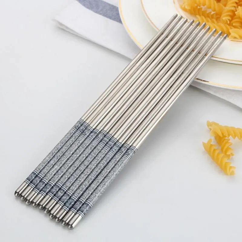 Chopsticks Exquisite Chinese Durable Flower Printed Silver Chop Sticks Tableware Reusable