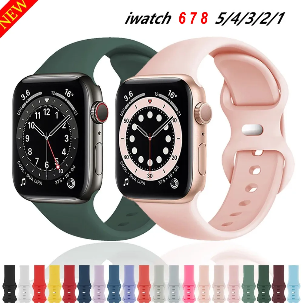 Pour Apple Watch Band Silicone souple Bracelet de sport étanche Bracelets de remplacement pour iWatch Series 8 7 6 5 4 3 2 1 SE 38mm 40mm 41mm 42mm 44mm 45mm 49mm