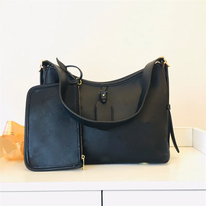 Carryall 2-delad axelväska Handväska för kvinnor MM Lyx Mode Läder Canvas Bär alla väskor