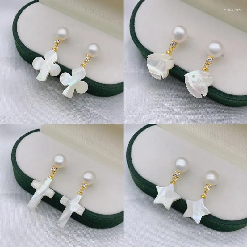 Dangle Earrings 925 Sliver Natural Pearl Drop Earring Freshwater Pearls Ear Long Brinco Oorbellen Christmas Gift