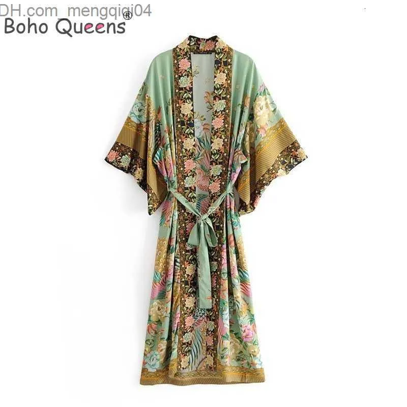 Costumi da bagno da donna Costumi da bagno da donna Boho Queens Donna Pavone Stampa floreale Manica a pipistrello Beach Bohemian Kimono Donna Scollo a V Estate Happie Z230706