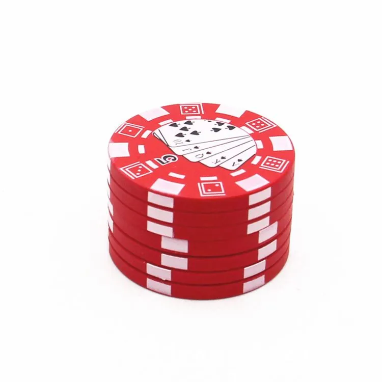 Poker Chip Style Herb Grinder Smoking Accessory 40mm 3 Layers Plastic Tobacco Crusher Smoke Grinders With Retail Package