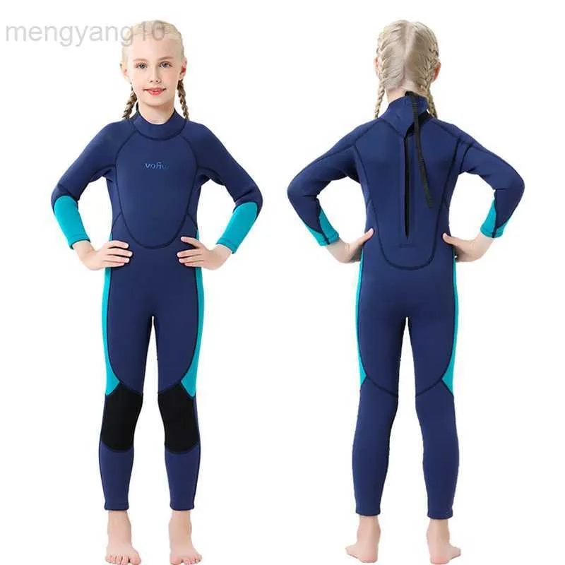 Wetsuits Drysuits Kinderen Thermisch Wetsuit 3mm Neopreen Duikpak Voor Jongens Meisjes Surfen Dikke Volledige Wetsuits Kids Scuba Badpak Badpak HKD230704