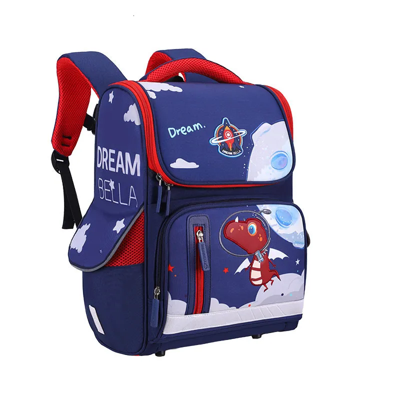 Schultaschen Jungen Cartoon Dinosaurier Schultasche Orthopädische Klapp Kinder Schulrucksack Design Bule Kinder Schultasche mochila escolar 230703