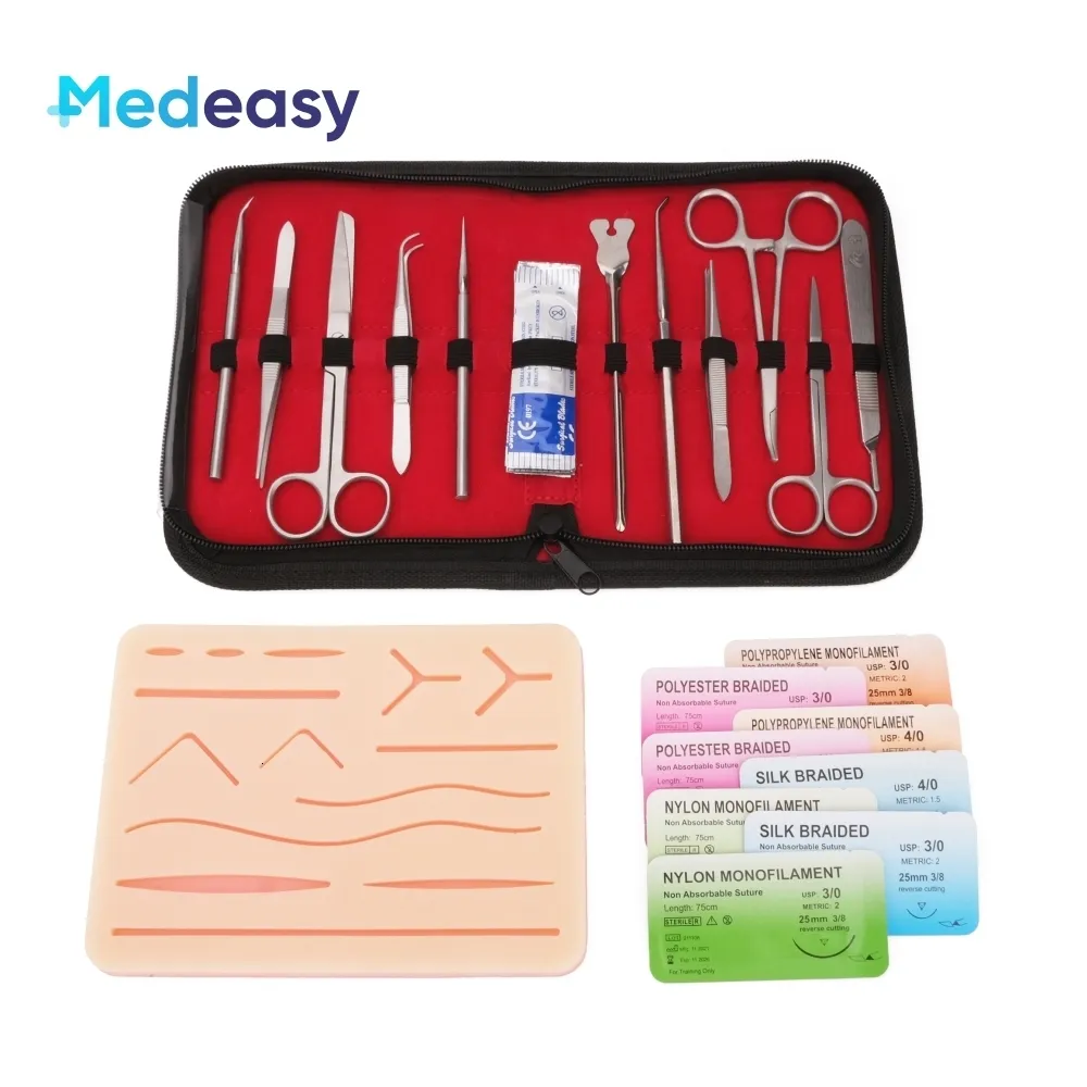 Kit de sutura | Kit de práctica de sutura para estudiantes de medicina | 24  hilos de suturas mixtas con aguja y kit de herramientas de sutura | para