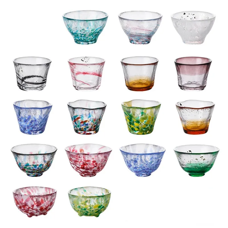 Tumblers Handmade Glass Small Wine Glasses Colorful Wine Sets Sake Cups Janpanese Style Water Bottle Glassware for Drinking 230704